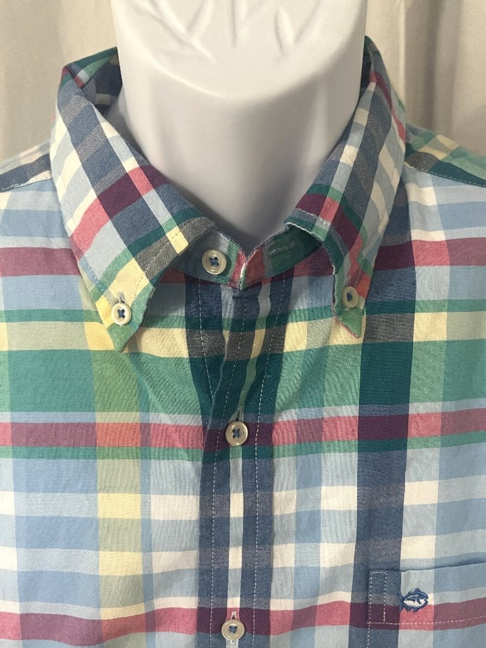 🎣 Southern Tide Men’s Plaid Fishing Casual Shirt Multicolor Short Sleeve L 🌊